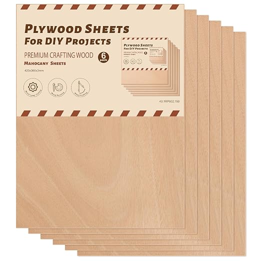 Rowood 6 Pack Mahogany Plywood Sheets 1/8, 3mm Thin Unfinished Craft Wood - Image 8