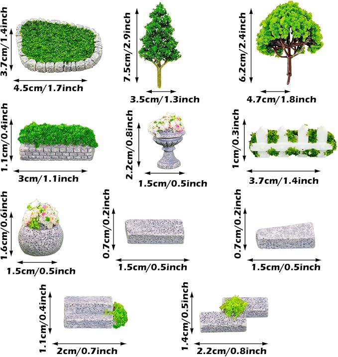 Cayway 53 PCS Fairy Garden Accessories Outdoor, Mini Model Tree Lawn House - Image 2
