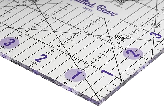 The Quilted Bear Square Quilting Ruler, Transparent Acrylic, Precise Bold Lines - Image 4