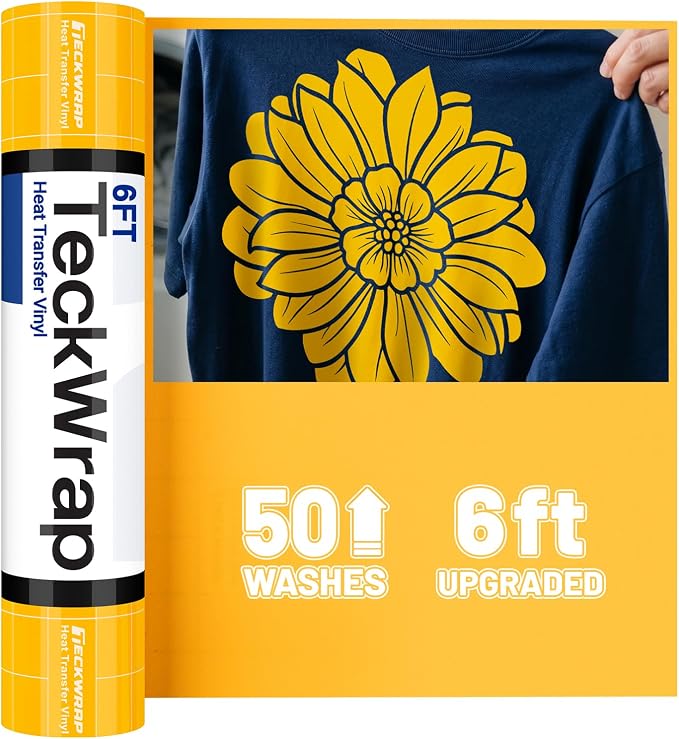 TECKWRAP Heat Transfer Vinyl for T-Shirts, 50+ Washes, REACH Certified & Dryer by TECKWRAP
