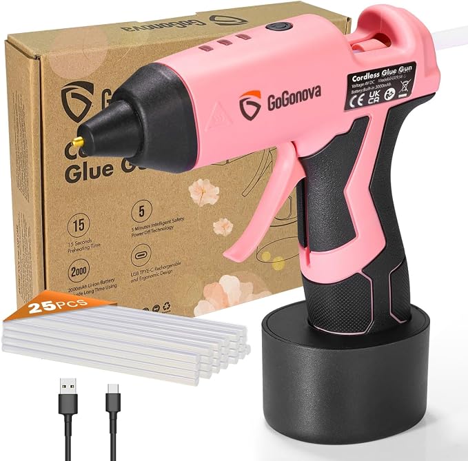 GoGonova Cordless Glue Gun, 15s Fast Preheating 2Ah Cordless Hot Glue Gun by GoGonova