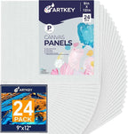 Canvas Panels 9x12 Inch 24-Pack, 10 oz Primed 100% Cotton White Blank Small by Artkey