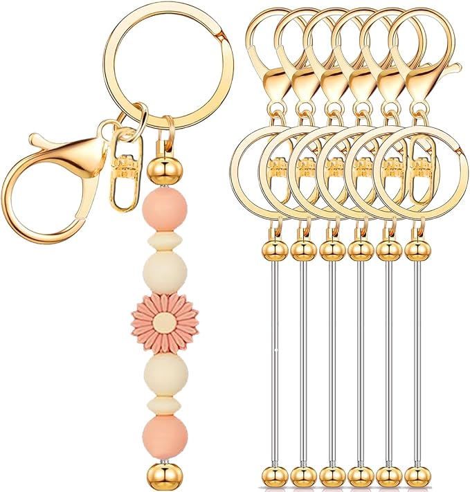 6 Pcs Beadable Keychain Bars Bulk by Sugiury