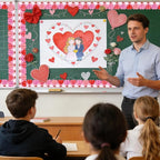 69 Ft Valentine’s Day Heart Hot Air Balloon Bulletin Board Border Love is in - Image 6