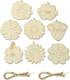 16 pcs Mixed Styles Cute Flower Theme Undyed Wood Cutout Charms Spring - Image 8