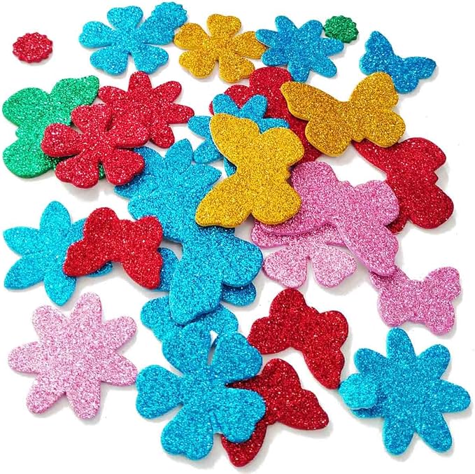 Glitter Foam Flower and Butterfly Shapes Stickers, Self-Adhesive Stickers Kid's - Image 7