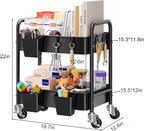 2 Tier Small Rolling Cart Metal - Image 7