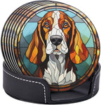 Drink Coaster Set of 6, Basset Hound Dog Mom Lover Gift, Leather Drink Coasters - Image 5