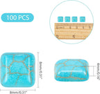 arricraft 100PCS Square Synthetic Turquoise Gemstone Flat Back Stone Cabochons - Image 2