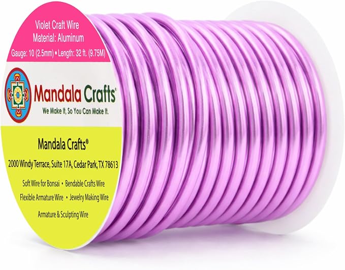 Mandala Crafts 10 Gauge Violet Anodized Aluminum Craft Wire, 32 FT | Colored by MandalaCrafts