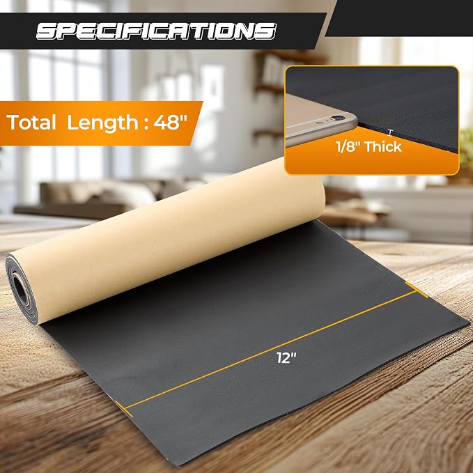 NATGAI Sponge Neoprene with Adhesive Foam Rubber Sheet 1/8” Thick X 12” Wide X - Image 2
