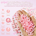 qiipii 380PCS 8mm Dark Pink Half Round Pearls Bulk - Image 3