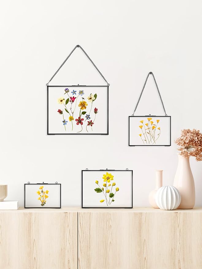 REDHUGO Hanging Pressed Flower Frame Handmade, Double Glass Picture Frame - Image 3