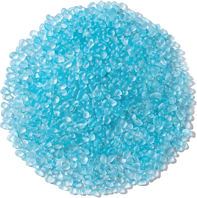 Keedolla 0.9 LB Ice Blue Sea Glass Marbles Stones Frosted Glass Pebbles by Keedolla