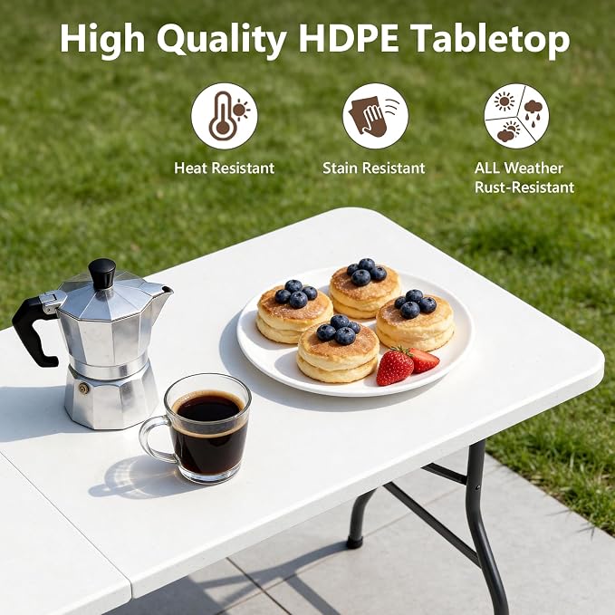 Folding Table 2 Pack, 6 FT Foldable Plastic Table - Image 9