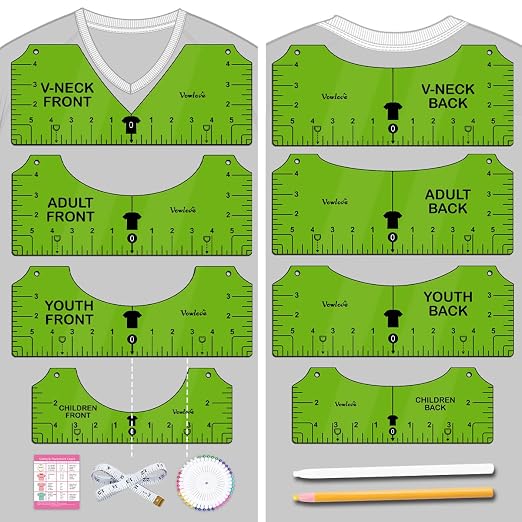 Vowlove Tshirt Ruler Guide for Vinyl Alignment: T Shirt Ruler to Center Design by Vowlove