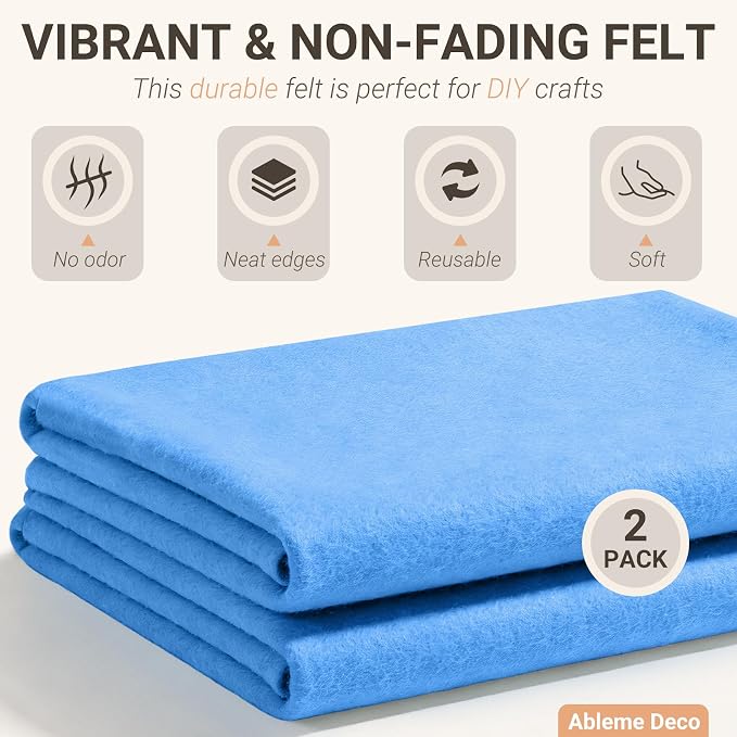 Felt Fabric Sheets 18" x 18" 1.6mm Soft Craft Felt, Sky Blue | Soft Precut Felt - Image 3