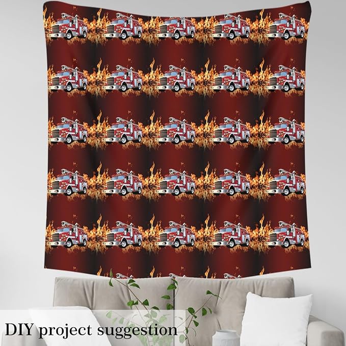 Erosebridal Fire Truck Flannel Fabric by The Yard Fireman Soft Not Stretchy - Image 3