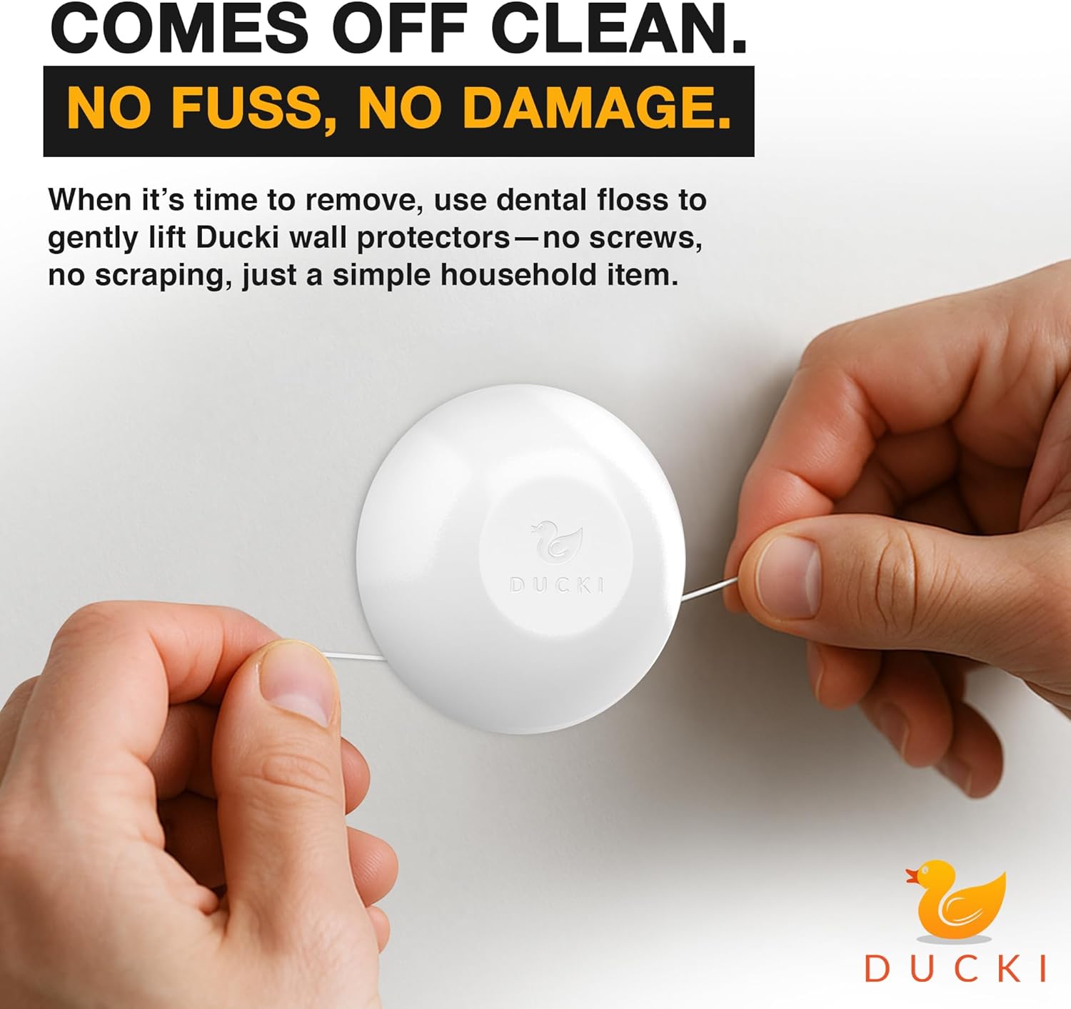 Ducki Door Stop Wall Protector | Self Adhesive Door Knob Wall Protectors from Door Knobs | Rubber Door Stoppers for Wall Damage & Noise | Durable, Shock Absorbent & Discreet | 8 Pack Clear Door Stops