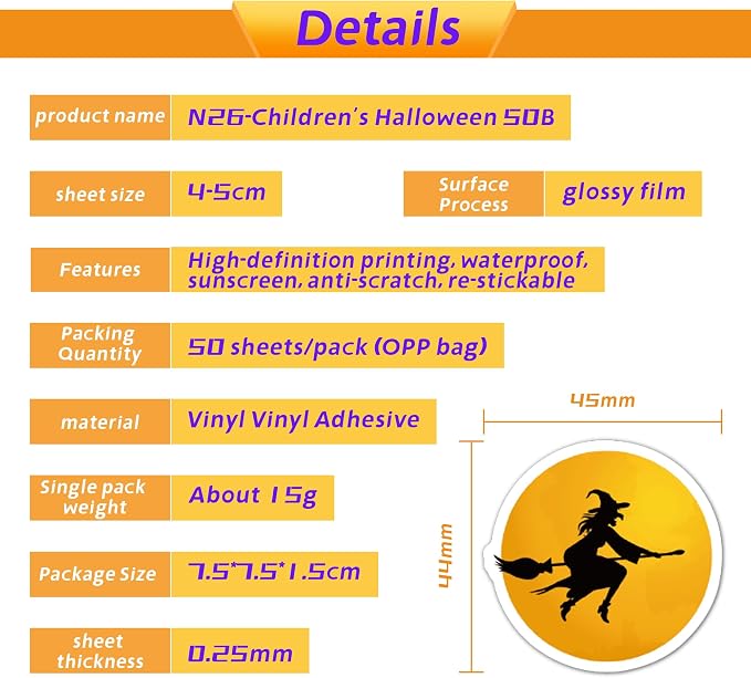 Non-Repeating Halloween Stickers, Halloween Party Favors, Vinyl Waterproof - Image 5