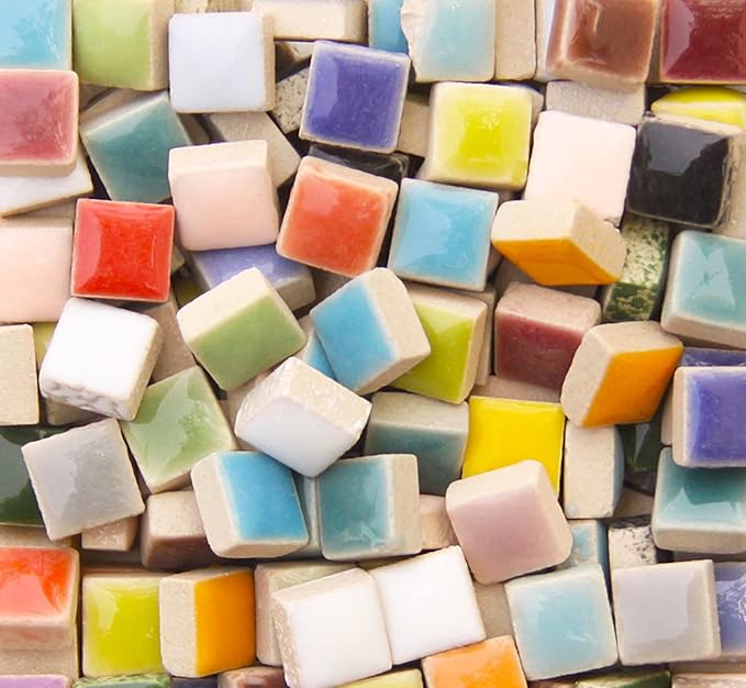 PINUO&KE 200 Pieces / 200 g Square Shapes 0.4x0.4 inch Square Ceramic Mosaic by PINUO%26KE