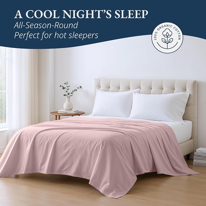 Lane Linen 100% Organic Cotton Full Size Flat Sheet Only - Image 4
