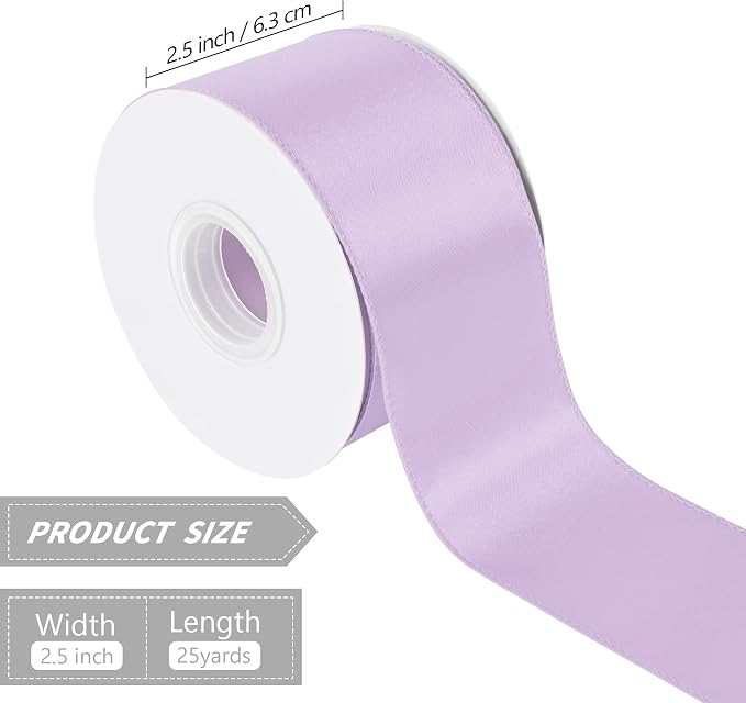 Purple 2.5 Inch 25 Yards Satin Wired Ribbon - Image 2