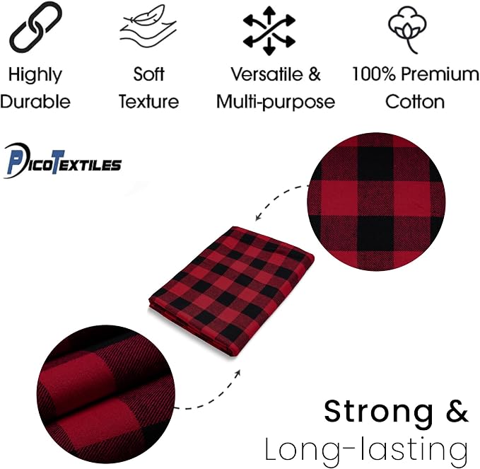 Pico Textiles 25 Yards Bolt Red and Black Buffalo Plaid Checkered Flannel Fabric - Image 4