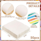 Prudiut 50 Sheets Cotton Watercolor Paper, 8.5 x 11 Inches, 300 GSM, Deckled - Image 2