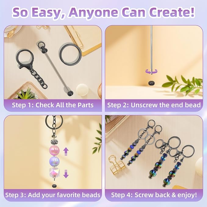 28 Pcs Beadable Keychain Bars - Image 5