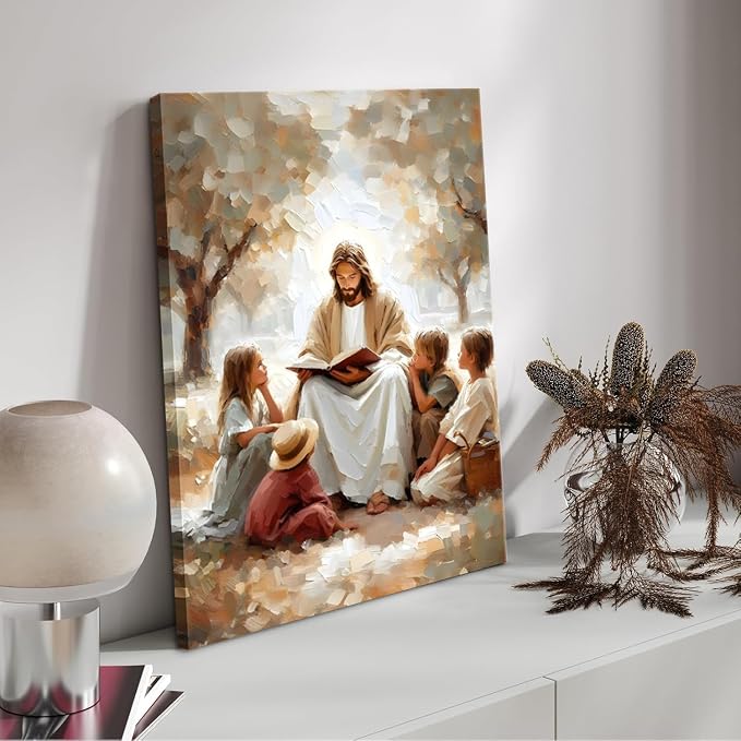 Jesus With Children Canvas Wall Art Jesus Teaching Children picture Wall Decor - Image 8