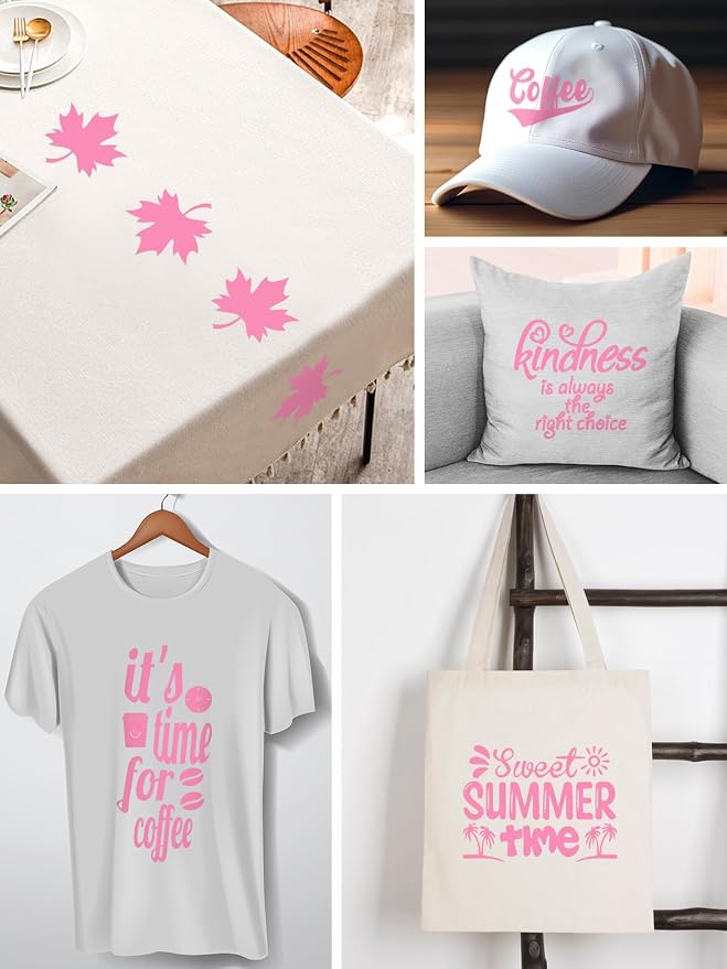 HTV Heat Transfer Vinyl Bundle: 16 Pack 12" x 10" Pink Heat Transfer Vinyl - Image 2