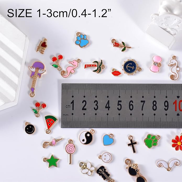 Bulk Gold Enamel Charms for Jewelry Making, Colorful Metal Charms Pendant for - Image 7