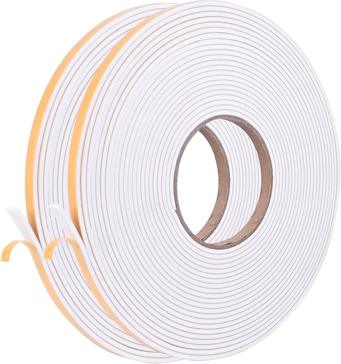 Kikerike Self Adhesive Foam Tape Weatherstrip 1/4in x 1/8in x 66Ft High Density by Kikerike