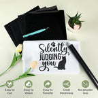 HTVRONT Black Glitter HTV Heat Transfer Vinyl, 11 Pack, Silhouette & Heat Press - Image 2