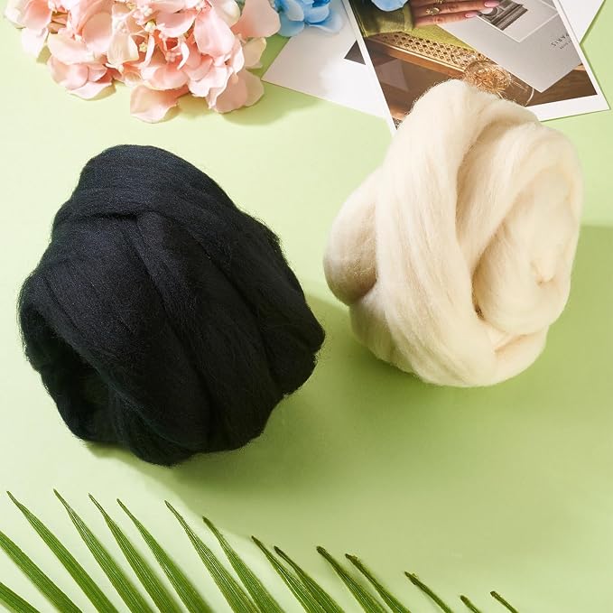100G Needle Felting Wool Black Wool Roving - Image 6