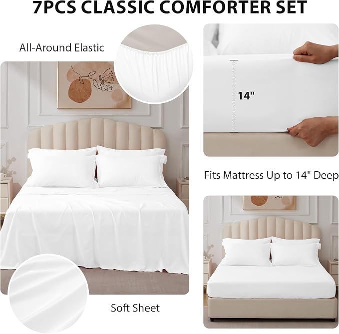 Queen Comforter Set White - Image 3