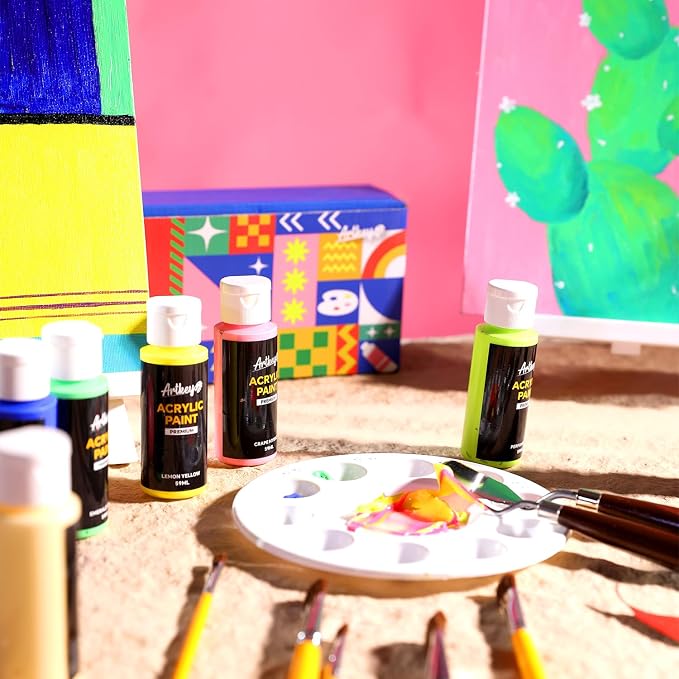 Artkey Acrylic Paint Set, 16 Colors 2 oz/59 ml Acrylic Paint Kit - Image 8