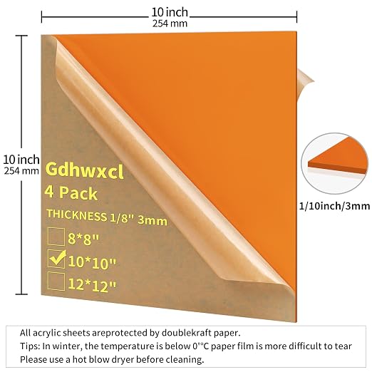 1/8 Thick 10 x 10 inch Acrylic Sheets - Image 2
