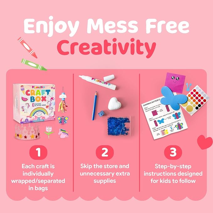 Mumaloo Kids Craft Kit – 10 Unicorn & Mermaid Art Projects | No Mess · All - Image 4