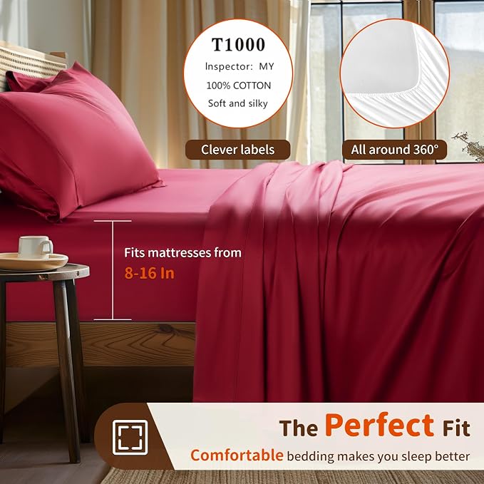 LBRO2M Split King Sheet Sets for Adjustable Bed 1000 Thread Count 100% Egyptian - Image 3