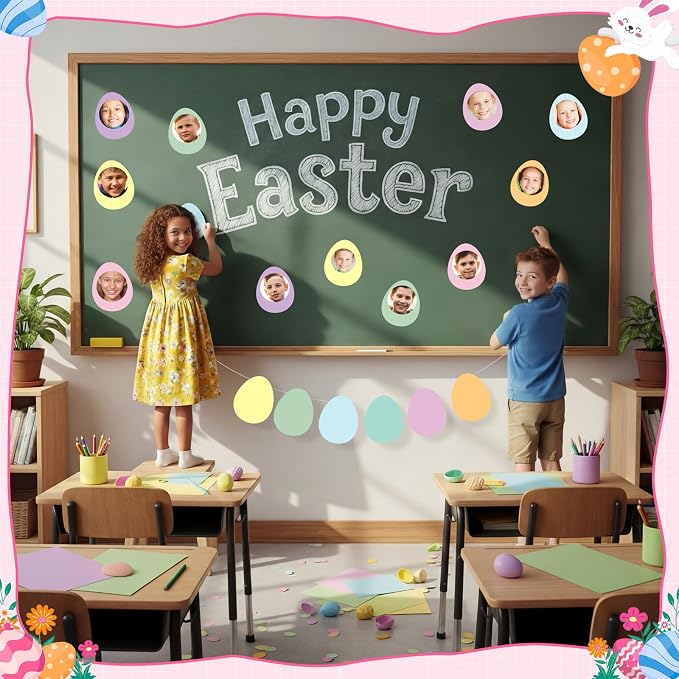 Funrous 80 Pcs Easter Egg Cutouts Pastel Egg Shape Paper Cutouts Easter - Image 6