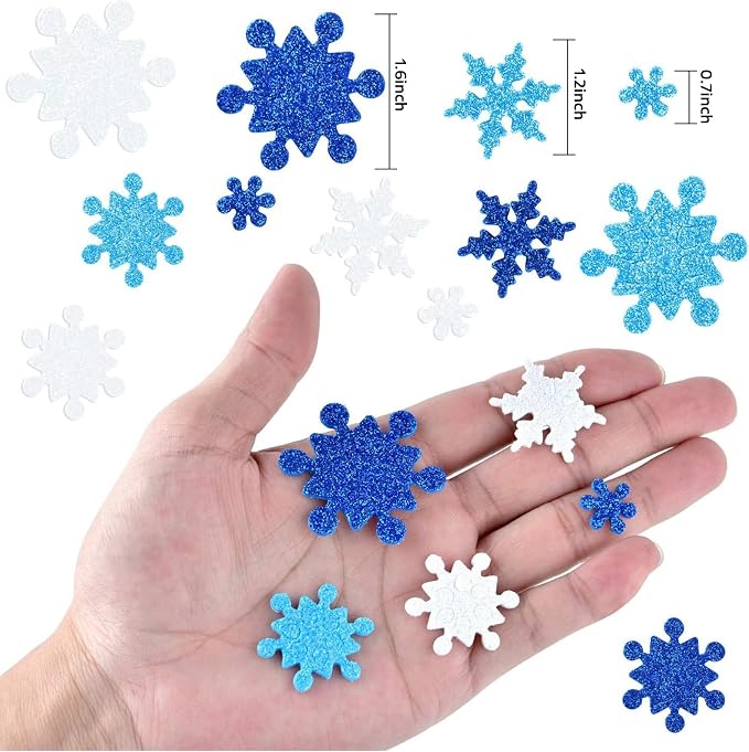Coopay 600Pcs Glitter Snowflake Foam Stickers Self-Adhesive Snowflake Stickers - Image 2