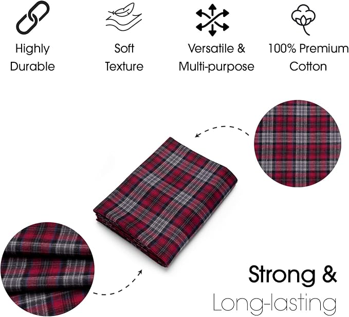 Pico Textiles 10 Yards Bolt Red and Gray Tartan Plaid Flannel Fabric - Image 4