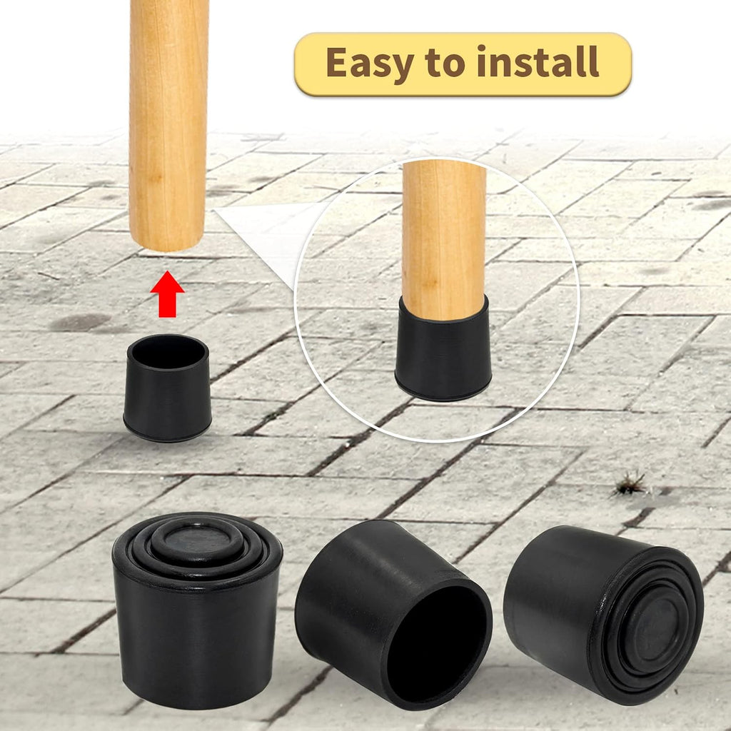 Flyshop Furniture Table Covers Non-Slip Durable Rubber Leg Tips Chair Leg Caps Floor Protector Round Black 4PCS Size 32mm, 1-1/4"