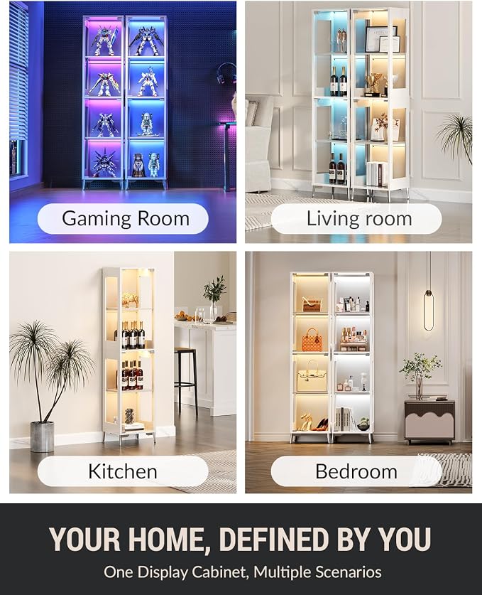 Glass Display Cabinet, 4-Tier Curio Cabinet, Adjustable Shelves, 000 Color - Image 9