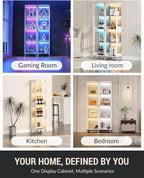 Glass Display Cabinet, 4-Tier Curio Cabinet, Adjustable Shelves, 000 Color - Image 9