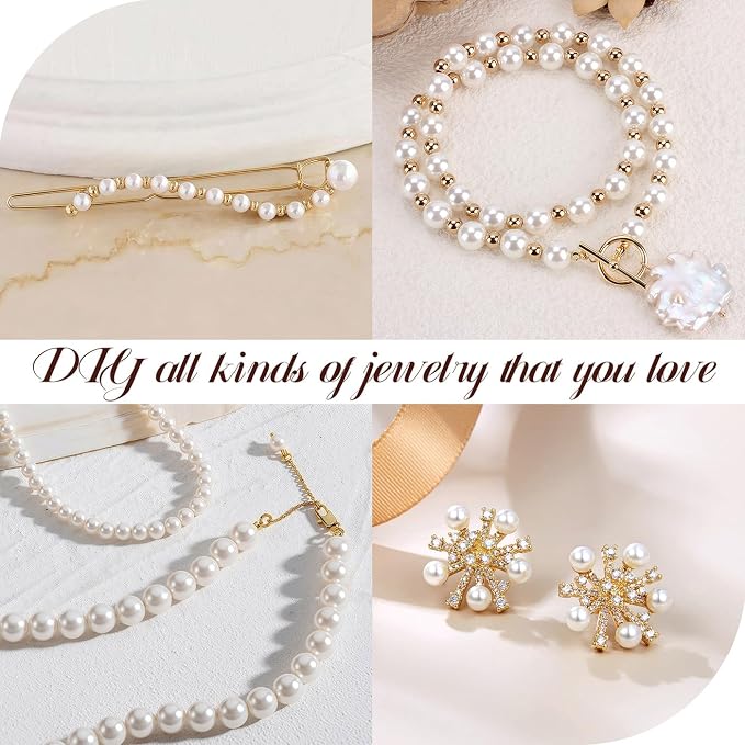 DUQGUHO 10mm Pearl Beads for Crafting White Beads Bulk for Jewelry Making Fake - Image 6