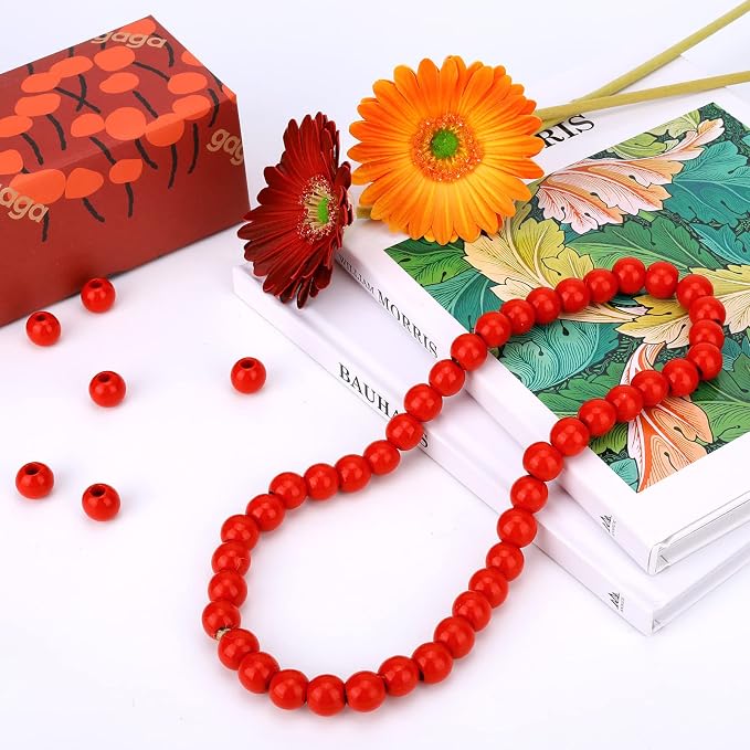 240Pcs Red Wood Beads 16mm for Craft Large Hole Wood Beads Hole: 6mm - Image 7