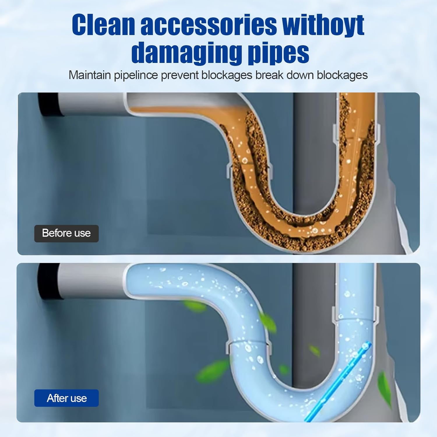 Pipeline Dredging Agent, Drain Clog Remover, Powerful Unclog Sink Drain Cleaner, for Kitchen Bathroom Sinks, Tubs Pipe Cleaning Tool (2PCS)